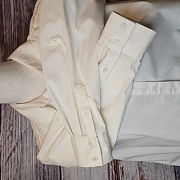 NEW STYLE & CO WHITE HI-LO BACK BUTTON LONG SLEEVE BUTTON UP BLOUSE - Picture 10 of 15